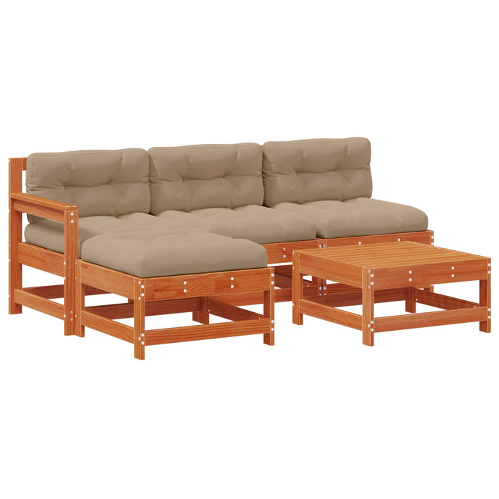 Set de lounge pentru grădină 5 pcs Lemn de pin vopsit maro - WALTI WALTI