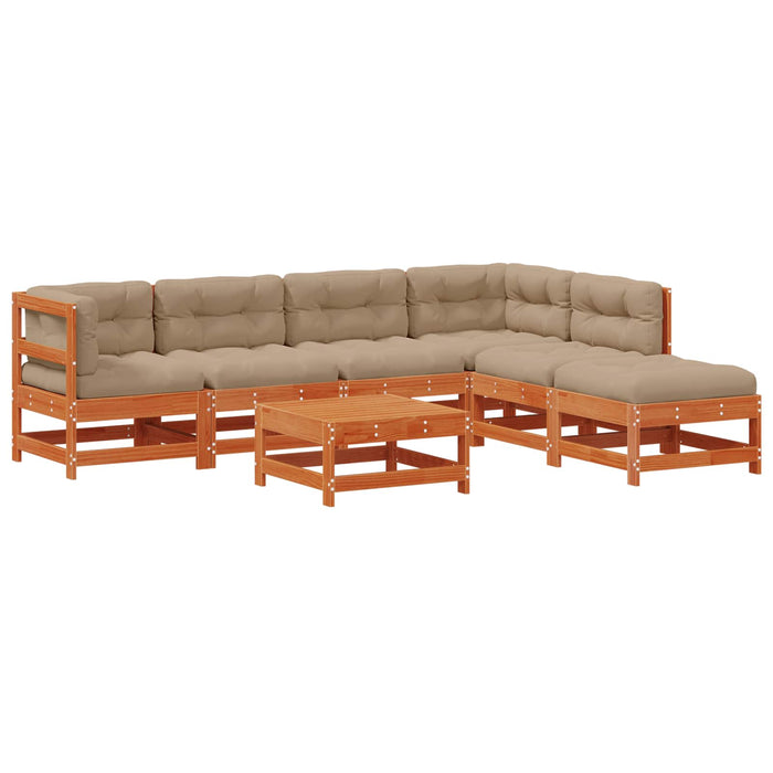 Set de lounge pentru grădină 7 pcs Maro ceară și taupe - WALTI WALTI