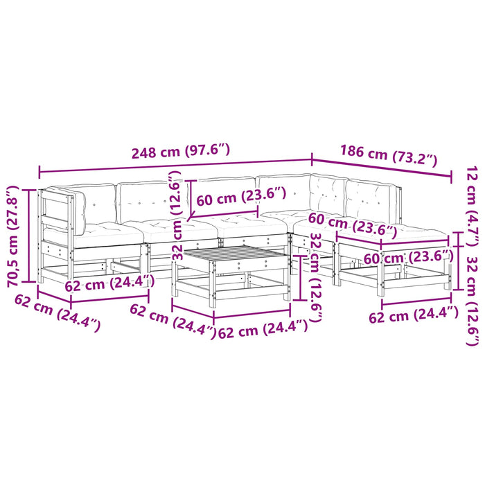 Set de lounge pentru grădină 7 pcs Maro ceară și taupe - WALTI WALTI