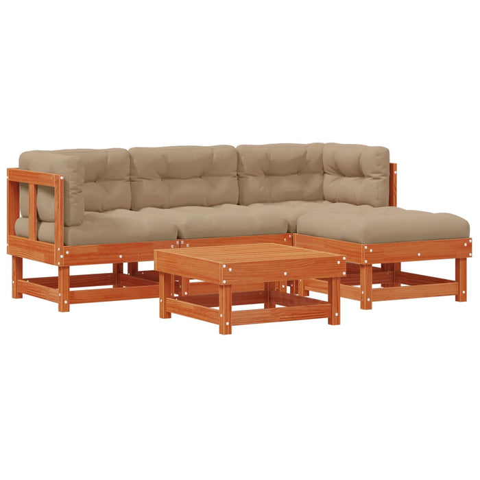 Set de lounge pentru grădină 15 pcs Maro ceară și taupe - WALTI WALTI