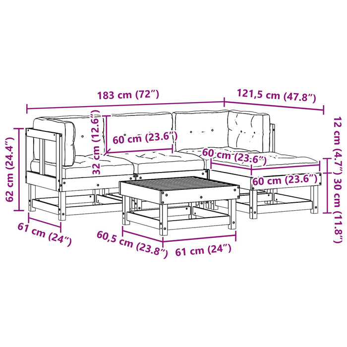 Set de lounge pentru grădină 15 pcs Maro ceară și taupe - WALTI WALTI