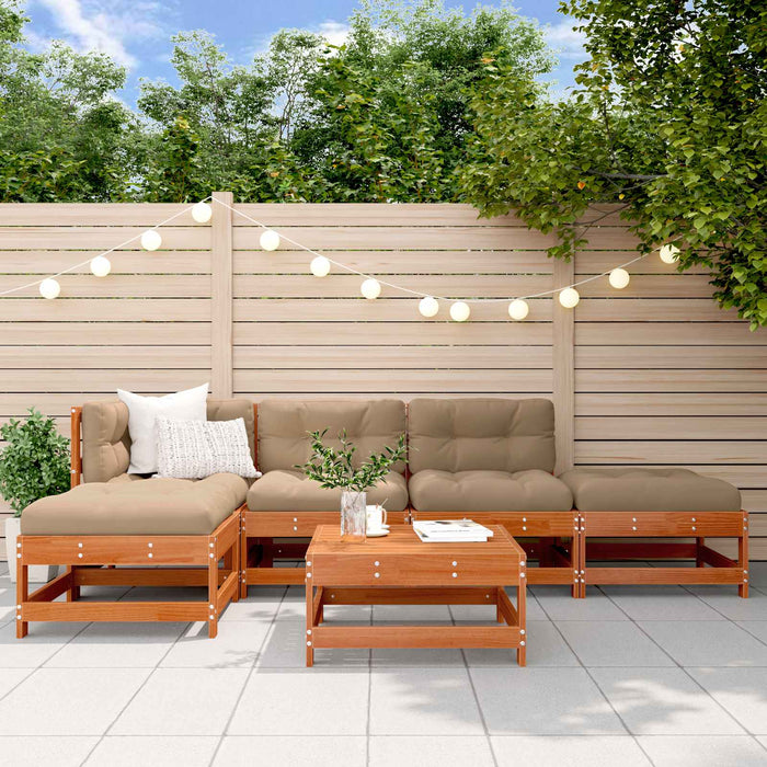 Set de lounge pentru grădină 5 pcs Maro ceară și taupe - WALTI WALTI