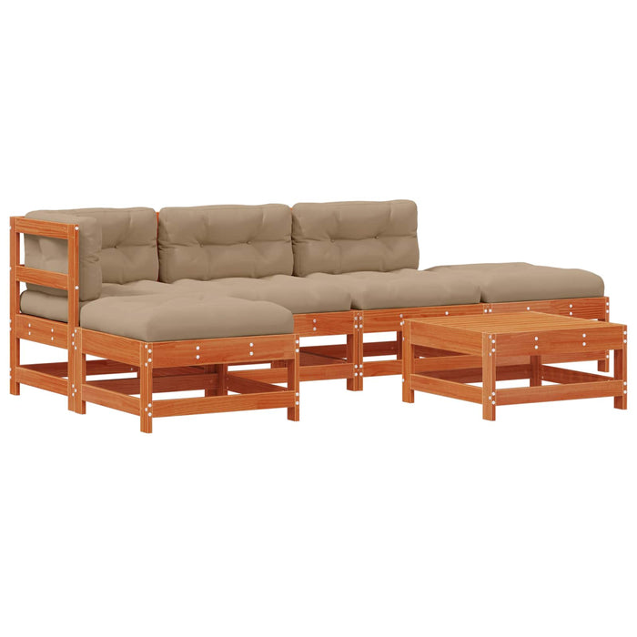 Set de lounge pentru grădină 5 pcs Maro ceară și taupe - WALTI WALTI