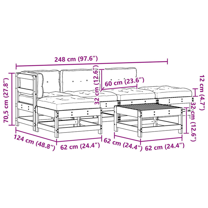 Set de lounge pentru grădină 5 pcs Maro ceară și taupe - WALTI WALTI