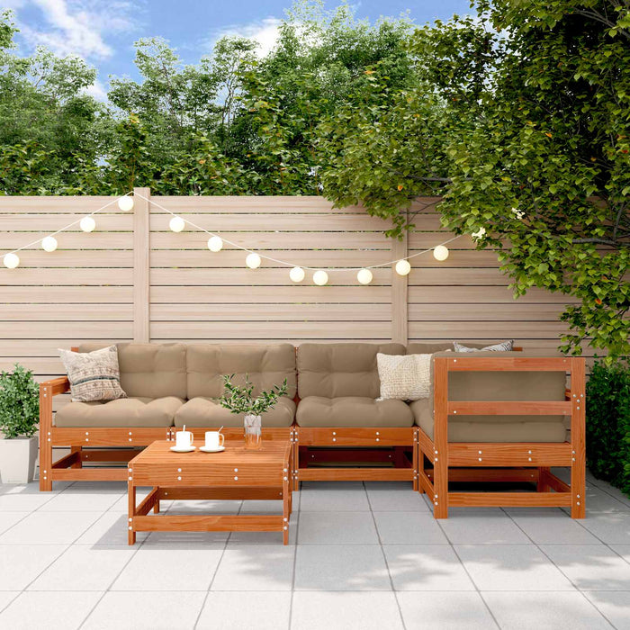 Set de lounge pentru grădină 6 pcs Maro Ceară Lemn masiv de pin - WALTI WALTI