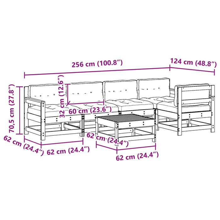 Set de lounge pentru grădină 6 pcs Maro Ceară Lemn masiv de pin - WALTI WALTI