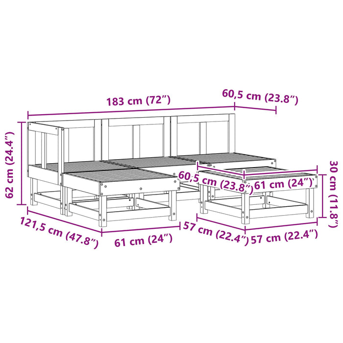 Set de lounge pentru grădină 5 pcs Maro Ceară Lemn masiv de pin - WALTI WALTI