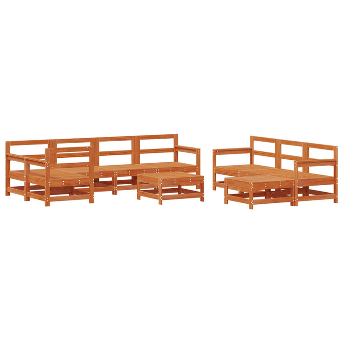 Set de lounge pentru grădină 10 pcs Lemn de pin vopsit maro - WALTI WALTI