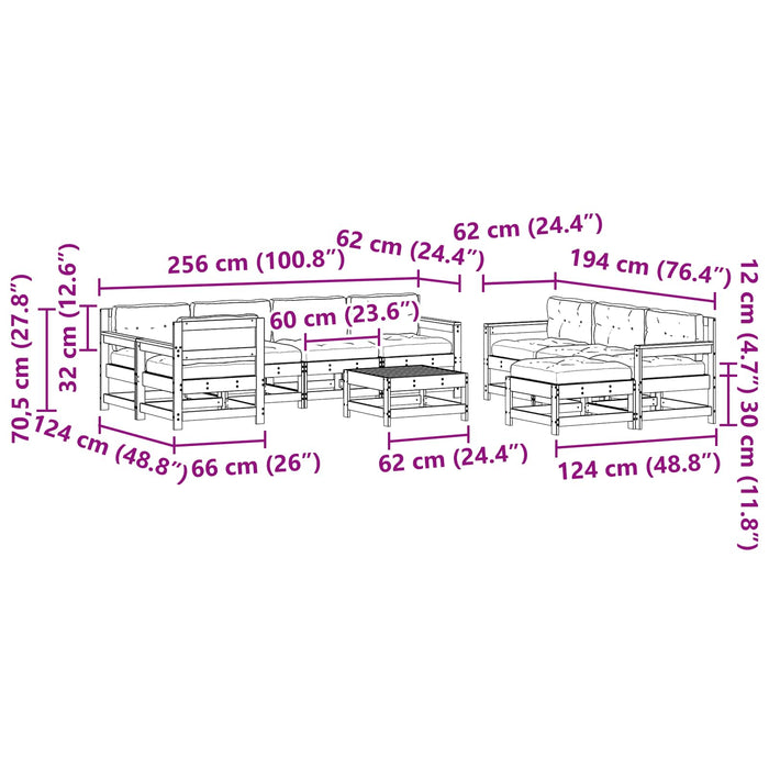 Set de lounge pentru grădină 10 pcs Lemn de pin vopsit maro - WALTI WALTI
