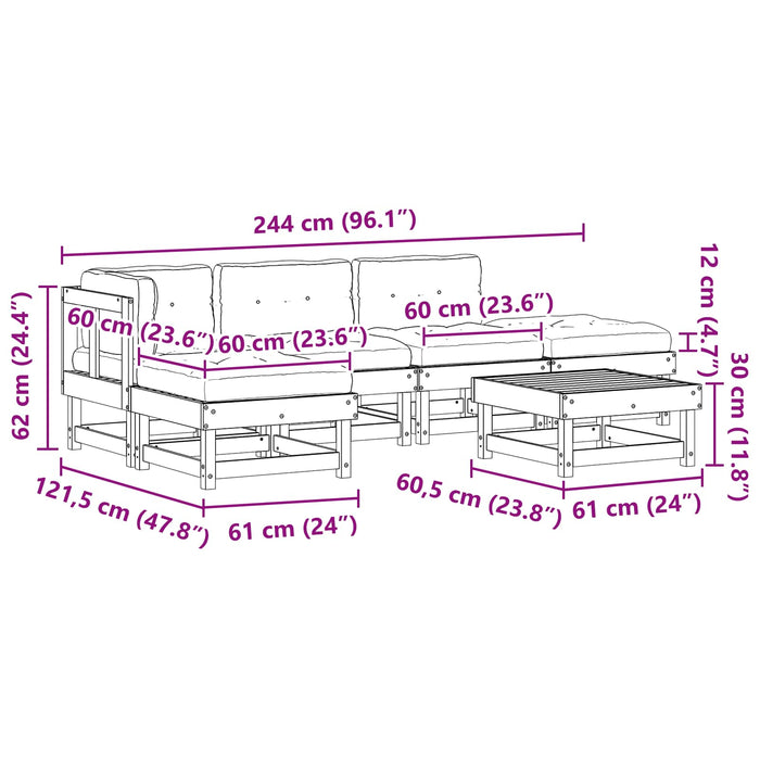 Set de lounge pentru grădină 6 pcs Maro ceruit - WALTI WALTI
