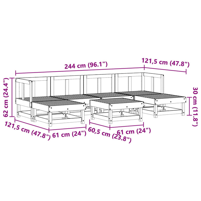 Set de lounge pentru grădină 7 pcs Maro Ceară Lemn masiv de pin - WALTI WALTI