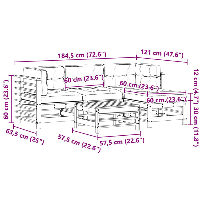 Set de lounge pentru grădină 5 pcs Maro ceruit - WALTI WALTI
