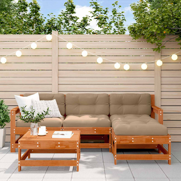 Set de lounge pentru grădină 5 pcs Maro ceară și taupe - WALTI WALTI