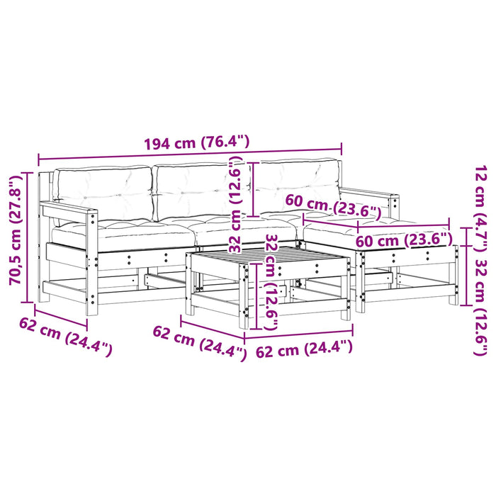 Set de lounge pentru grădină 5 pcs Maro ceară și taupe - WALTI WALTI