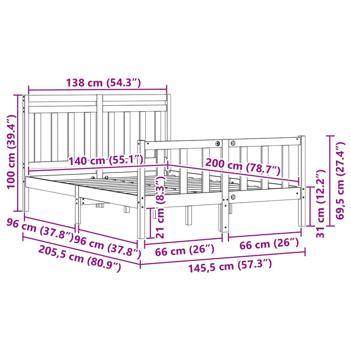 Cadru de pat 2 pcs Maroniu cerat 205,5 x 145,5 x 100 cm WALTI