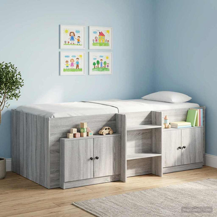 Dulap de depozitare pentru pat loft 2 buc. Sonoma gri WALTI