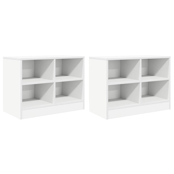 Dulap de pat cu raft 2 pcs Alb 66 x 33 x 48 cm Lemn prelucrat WALTI