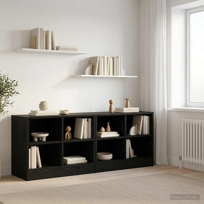 Dulap de pat 2 pcs Stejar Negru 66 x 33 x 48 cm Lemn prelucrat WALTI