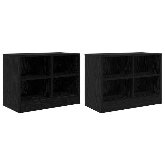 Dulap de pat 2 pcs Stejar Negru 66 x 33 x 48 cm Lemn prelucrat WALTI