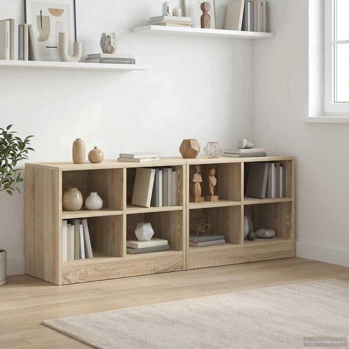 Dulap de pat 2 pcs Stejar Sonoma 66 x 33 x 48 cm Lemn compozit - WALTI WALTI
