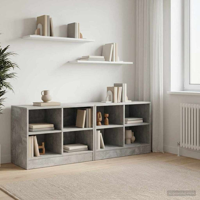 Dulap de pat 2 pcs Gri Beton 66 x 33 x 48 cm Lemn prelucrat WALTI