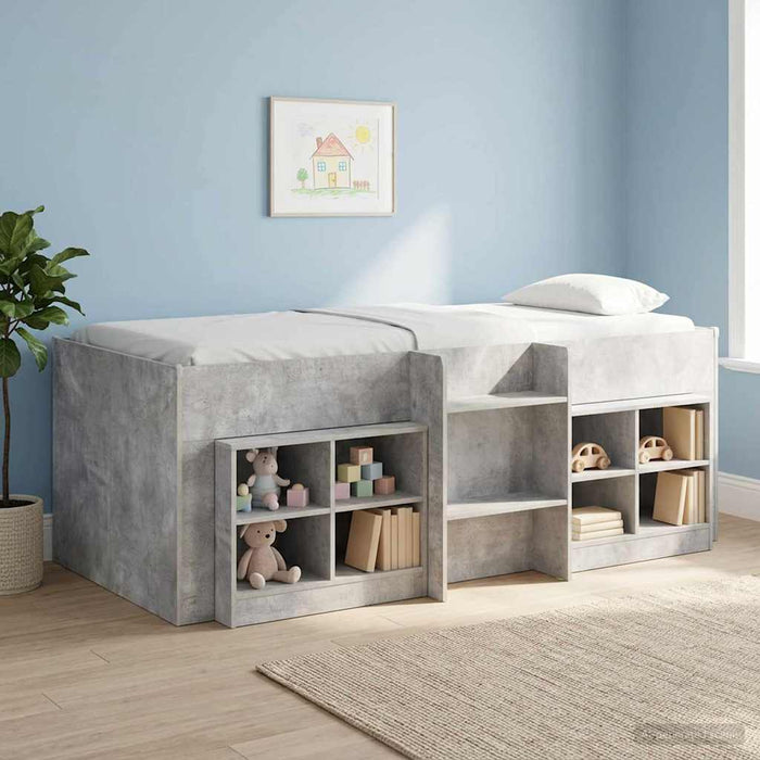 Dulap de pat 2 pcs Gri Beton 66 x 33 x 48 cm Lemn prelucrat WALTI