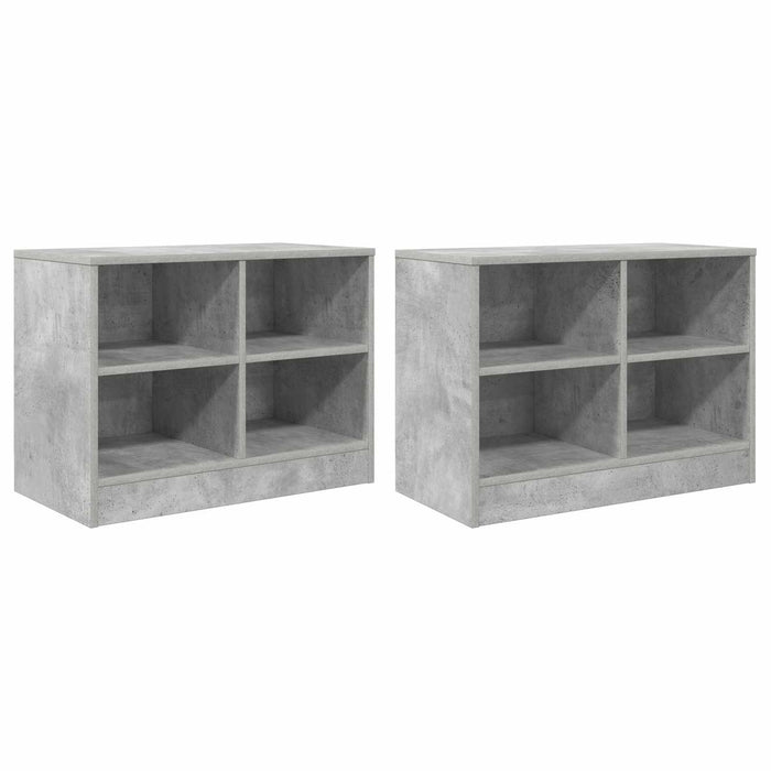 Dulap de pat 2 pcs Gri Beton 66 x 33 x 48 cm Lemn prelucrat WALTI