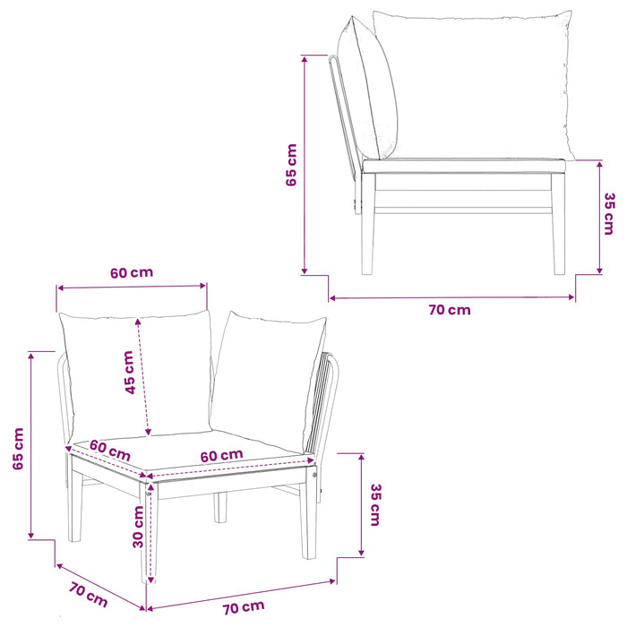 Sofa de grădină colțar cu perne natural WALTI