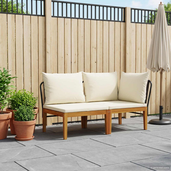 2 pcs Set de lounge pentru grădină cu perne natural WALTI