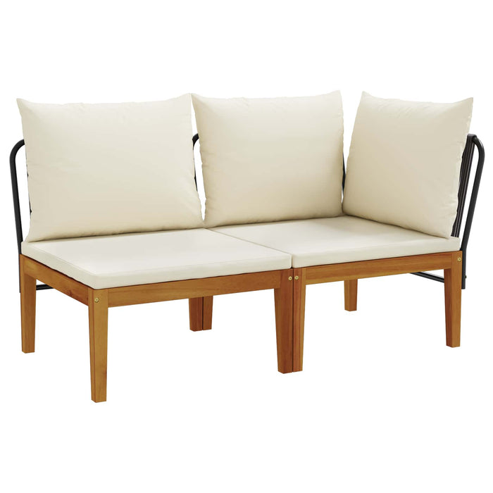 2 pcs Set de lounge pentru grădină cu perne natural WALTI