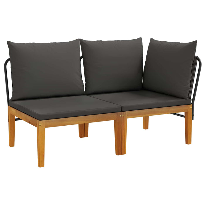 2 pcs Set de lounge pentru grădină cu perne natural WALTI