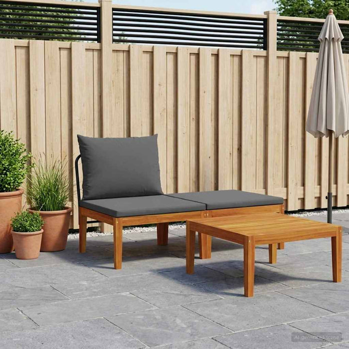 3 pcs Set de lounge pentru grădină cu perne natural - WALTI WALTI