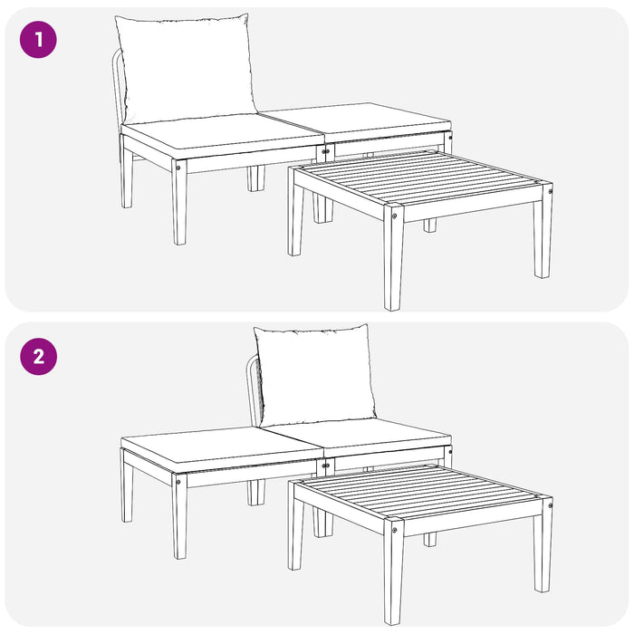 3 pcs Set de lounge Lemn Solid de Acacia natural - WALTI WALTI