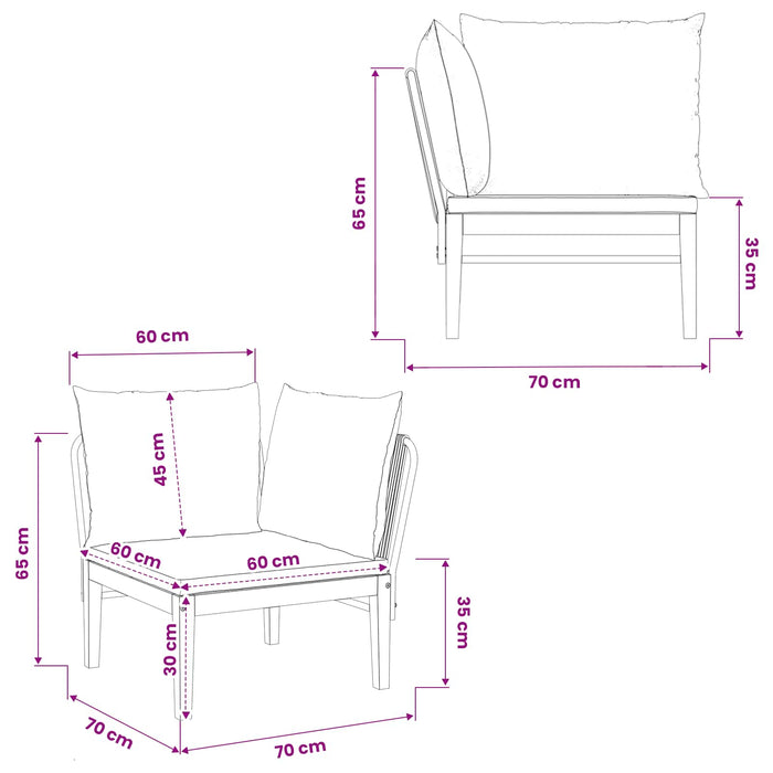 Sofa de grădină colțar cu perne natural WALTI