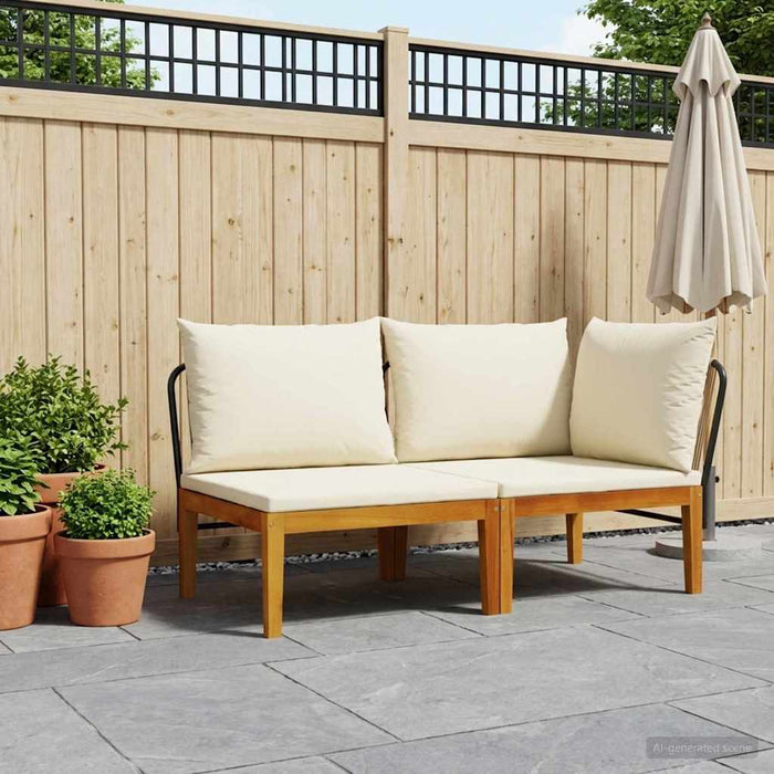 2 pcs Set de lounge pentru grădină cu perne natural WALTI