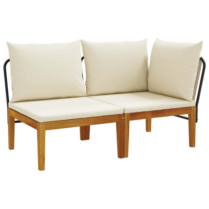 2 pcs Set de lounge pentru grădină cu perne natural WALTI