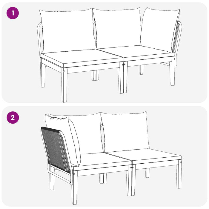 2 pcs Set de lounge pentru grădină cu perne natural WALTI
