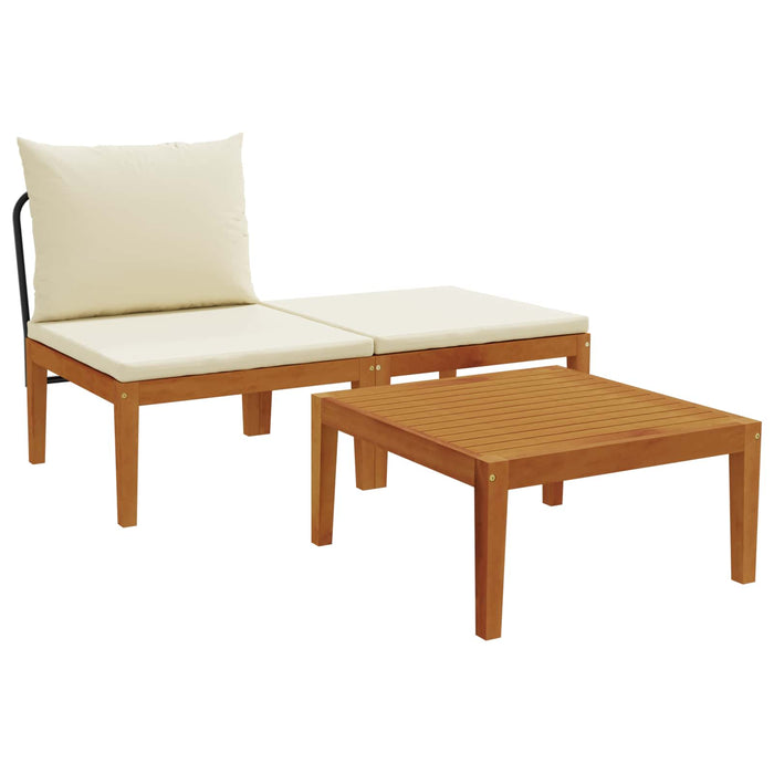 3 pcs Set de lounge pentru grădină cu perne natural WALTI
