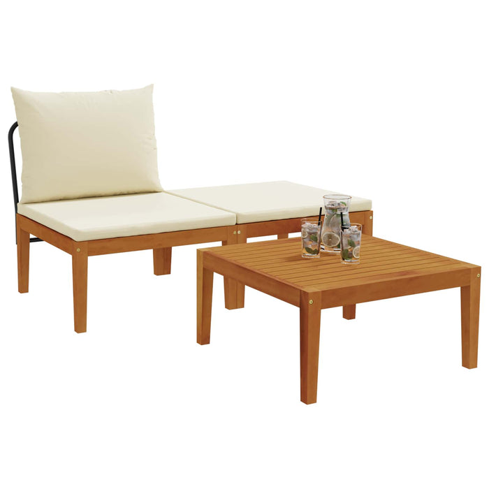 3 pcs Set de lounge pentru grădină cu perne natural WALTI