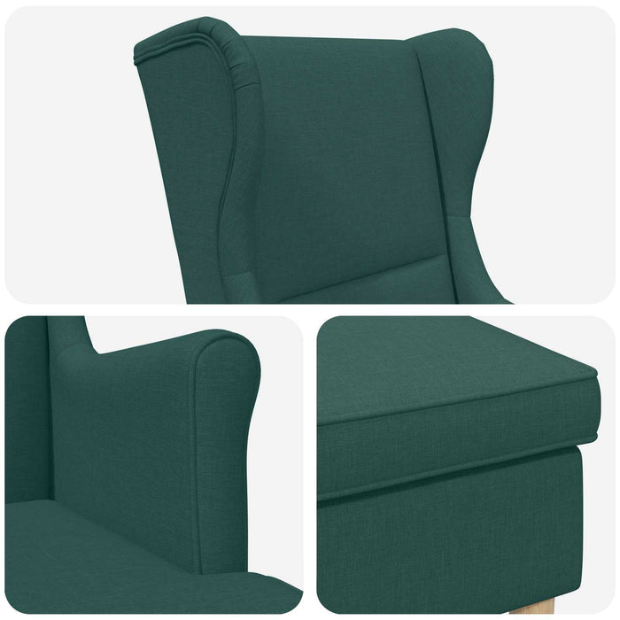 Fotoliu cu taburet 2 buc. Verde închis Țesătură WALTI