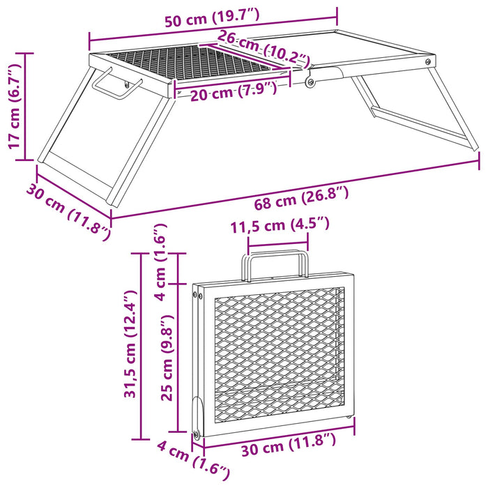 Grătar de camping pliabil Negru 31,5 x 26,5 x 4 cm Oțel aliat - WALTI WALTI