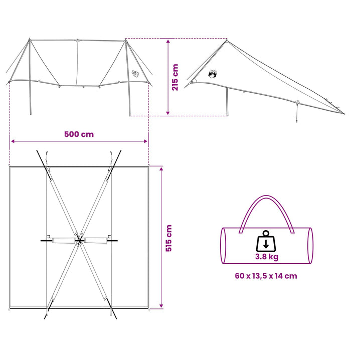 Cort pentru vehicul cu acoperiș albastru 518 x 580 x 215 cm WALTI