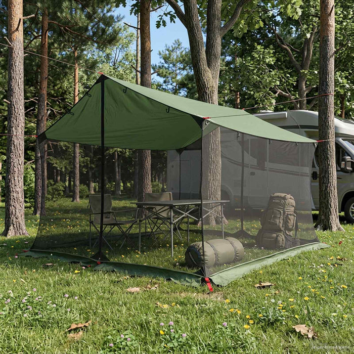 Cort de camping cu pereți din plasă Verde 340 x 260 x 220 cm WALTI