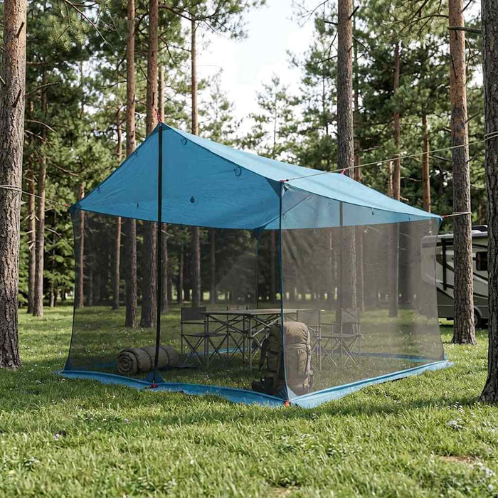 Cort de camping cu pereți din plasă albastru 340 x 260 x 220 cm WALTI