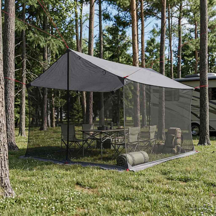 Cort de camping cu pereți din plasă Gri și Portocalie WALTI