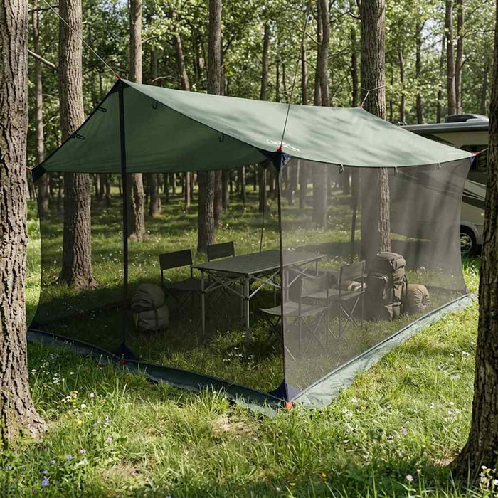 Cort de camping cu pereți din plasă Verde Army WALTI