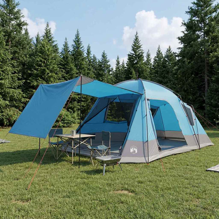 Tent Cabină cu acoperiș albastru 12-Persoane Poliester și oțel WALTI