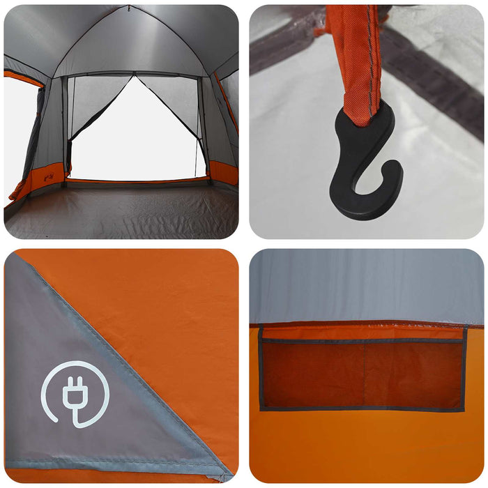 Tent Cabină Gri și Portocalie 12-Persoane Poliester și oțel WALTI