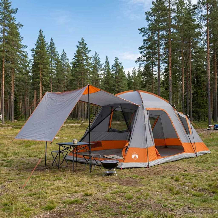 Tent Cabină Gri și Portocalie 12-Persoane Poliester și oțel WALTI
