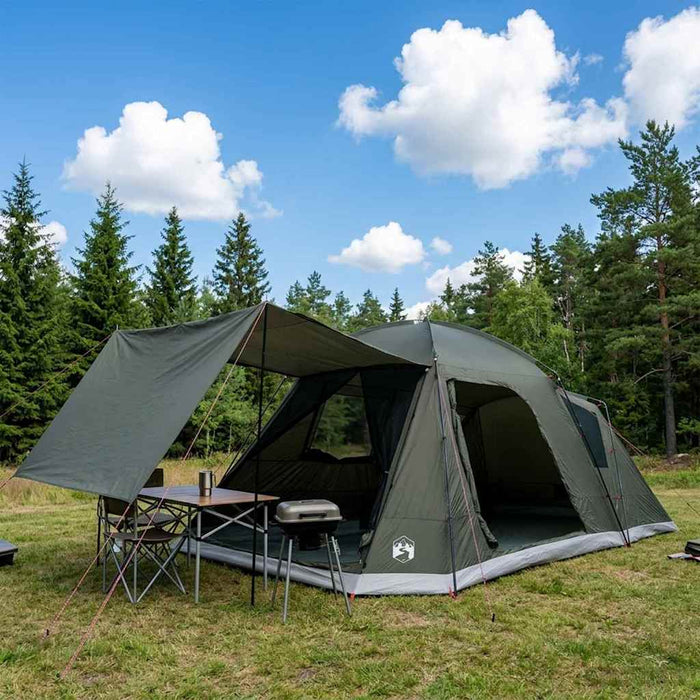 Tent Cabină Verde militar 12-Persoane Poliester și oțel WALTI